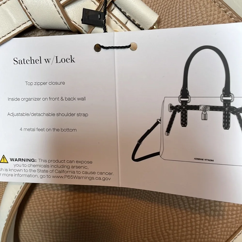NWT Adrienne Vittadini Madison Lizard Lock Solid Satchel - Picture 8 of 14